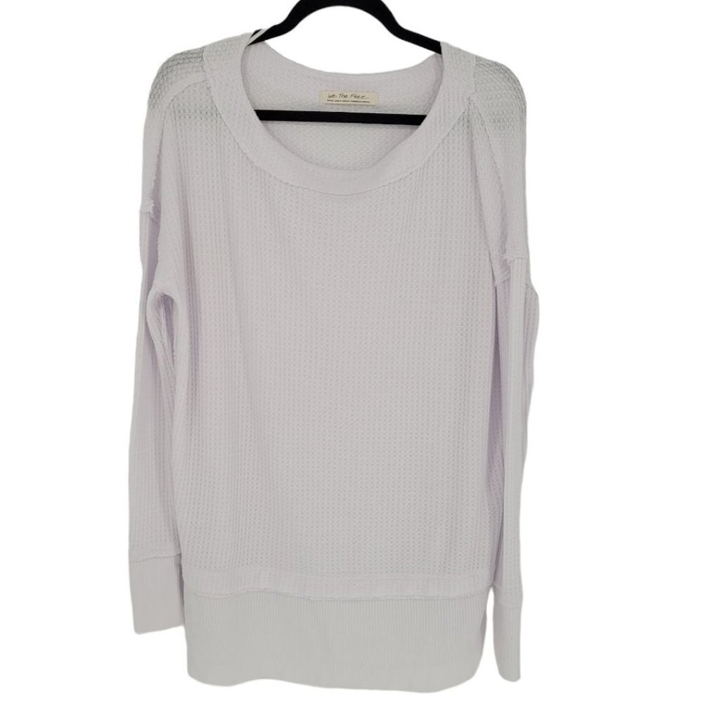 We the free womens small white North shore thermal long sleeve waffle oversized